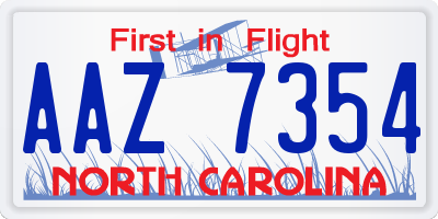 NC license plate AAZ7354