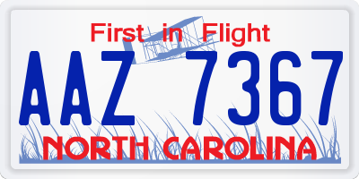 NC license plate AAZ7367