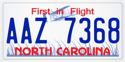 NC license plate AAZ7368