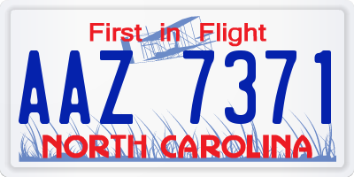 NC license plate AAZ7371