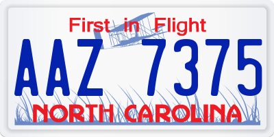 NC license plate AAZ7375