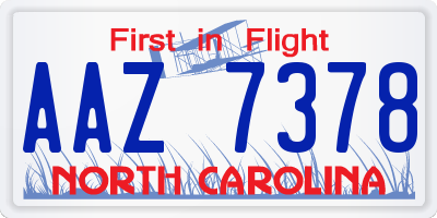 NC license plate AAZ7378