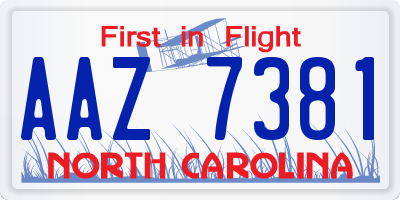 NC license plate AAZ7381