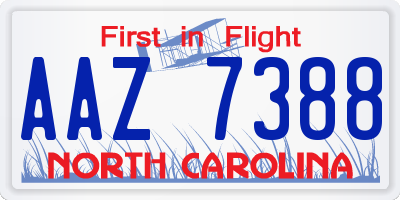 NC license plate AAZ7388