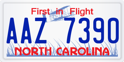 NC license plate AAZ7390