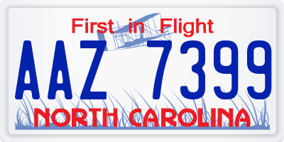 NC license plate AAZ7399