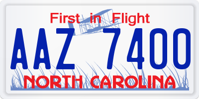 NC license plate AAZ7400