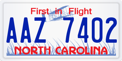 NC license plate AAZ7402