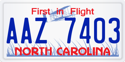 NC license plate AAZ7403
