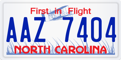 NC license plate AAZ7404