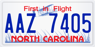NC license plate AAZ7405