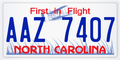 NC license plate AAZ7407