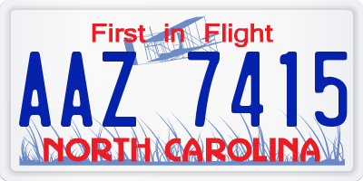 NC license plate AAZ7415