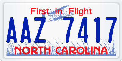 NC license plate AAZ7417