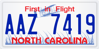 NC license plate AAZ7419