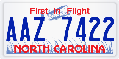 NC license plate AAZ7422