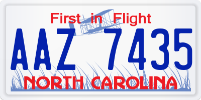 NC license plate AAZ7435