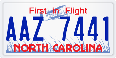 NC license plate AAZ7441