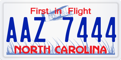 NC license plate AAZ7444