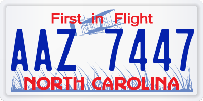 NC license plate AAZ7447