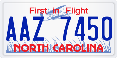 NC license plate AAZ7450