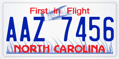NC license plate AAZ7456