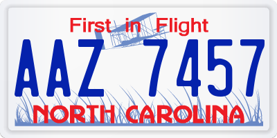 NC license plate AAZ7457