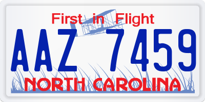 NC license plate AAZ7459