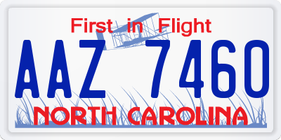 NC license plate AAZ7460