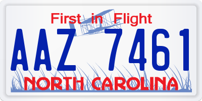 NC license plate AAZ7461