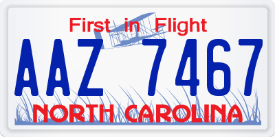 NC license plate AAZ7467