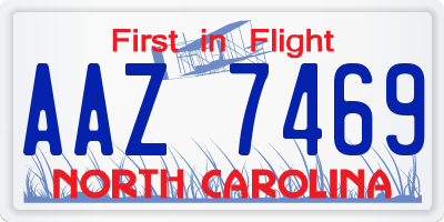 NC license plate AAZ7469