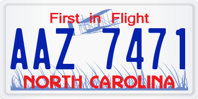 NC license plate AAZ7471