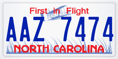 NC license plate AAZ7474