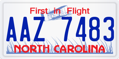 NC license plate AAZ7483