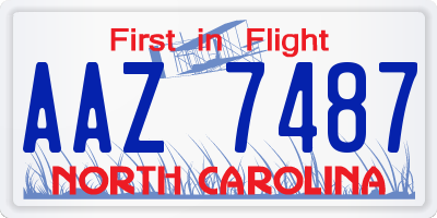 NC license plate AAZ7487