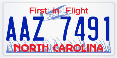 NC license plate AAZ7491