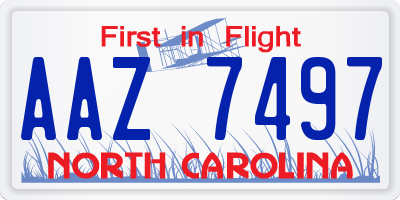 NC license plate AAZ7497
