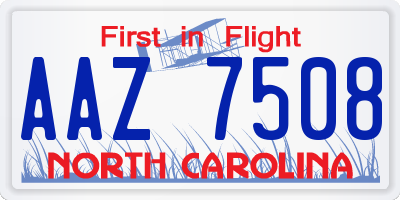 NC license plate AAZ7508