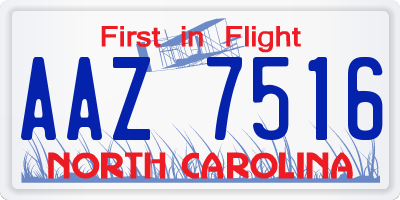 NC license plate AAZ7516