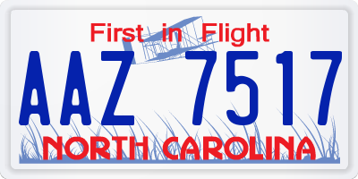 NC license plate AAZ7517