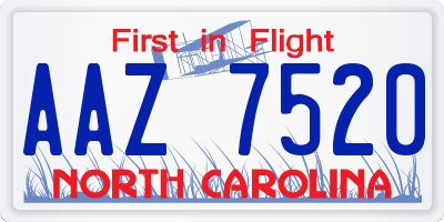 NC license plate AAZ7520