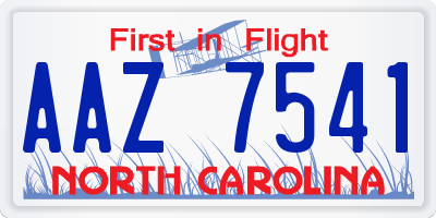 NC license plate AAZ7541
