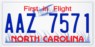 NC license plate AAZ7571