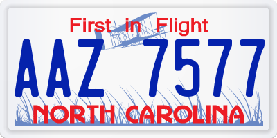 NC license plate AAZ7577