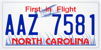 NC license plate AAZ7581