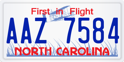 NC license plate AAZ7584