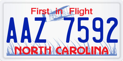 NC license plate AAZ7592