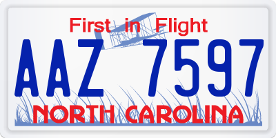 NC license plate AAZ7597