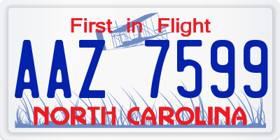 NC license plate AAZ7599